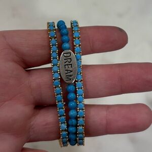 Set of 3 Blue Turquoise stackable Bracelets
